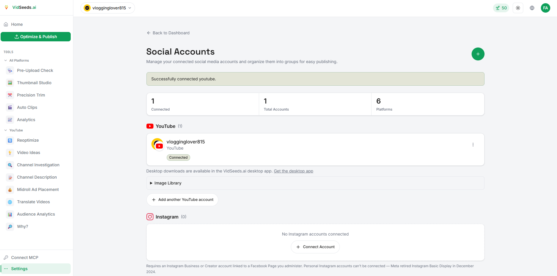 VidSeeds.ai Dashboard