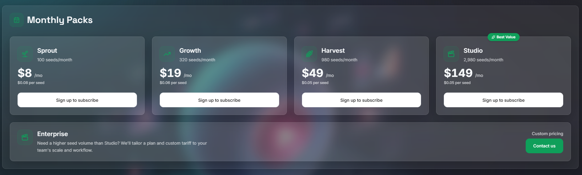 VidSeedAI Pricing